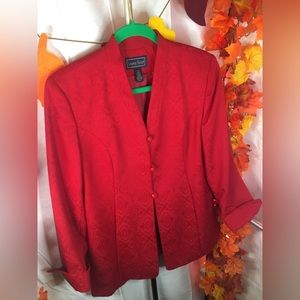 Laura Scott | Women’s Red Paisley Pattern Blazer Jacket Coat